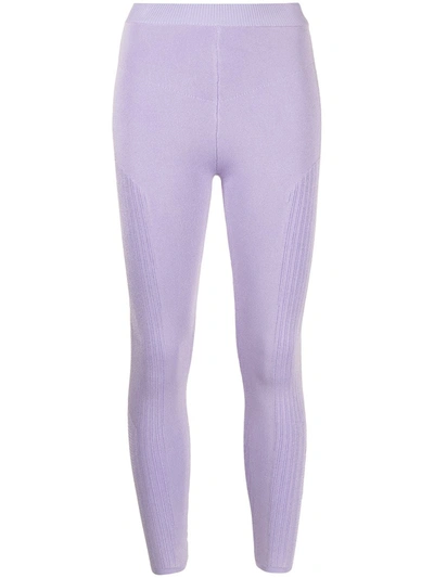 Shop Az Factory High-waisted Ribbed-detail Leggings In Purple