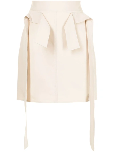 Shop Maticevski Appliqué-detail Cotton Fitted Skirt In Neutrals