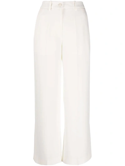 Shop Valentino Straight-leg Silk Trousers In Neutrals