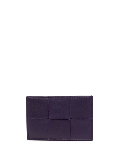 Shop Bottega Veneta Intrecciato Leather Cardholder In Purple