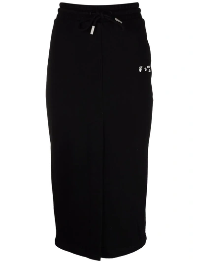 Shop Off-white Logo-print Pencil Skirt In Black
