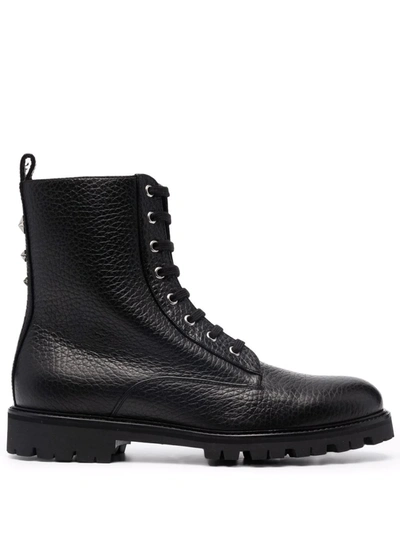 Shop Philipp Plein Lace-up Combat Boots In Black