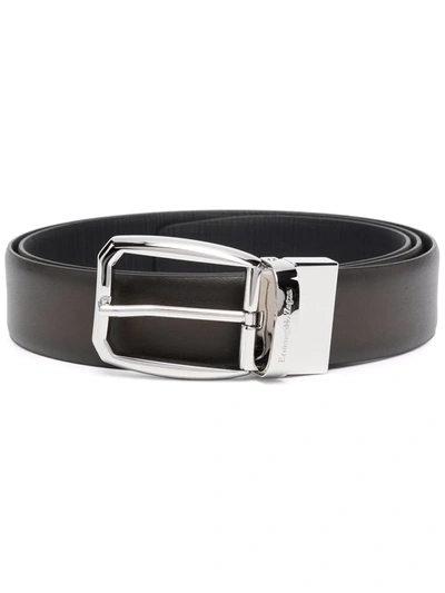 Shop Ermenegildo Zegna Buckle-fastening Leather Belt In Brown