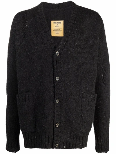 Uma Wang V-neck Wool Cardigan In Black