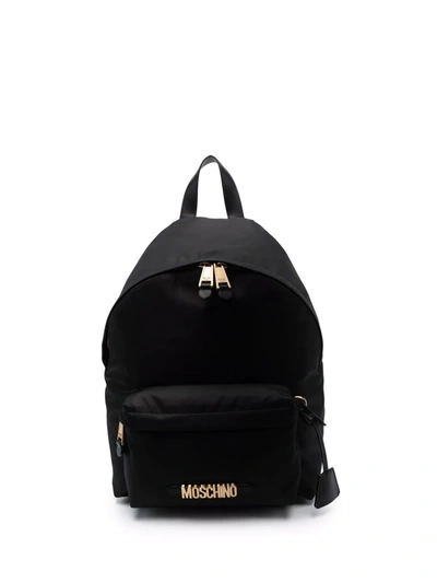 Shop Moschino Logo-plaque Backpack In Black
