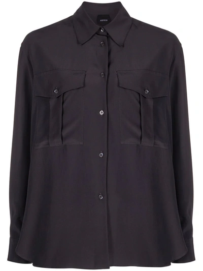 Shop Aspesi Two-pocket Silk Shirt In Grey