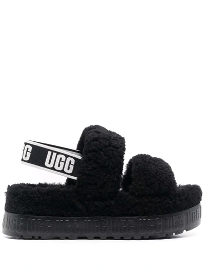 Shop Ugg Oh Fluffita Slingback Sandals In Black