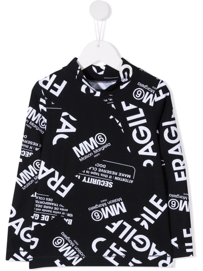 Shop Mm6 Maison Margiela Fragile-print Fleece Top In Black