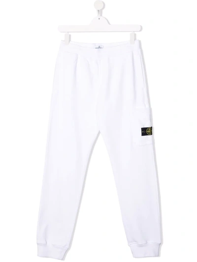 Shop Stone Island Junior Logo-patch Track Pants In White