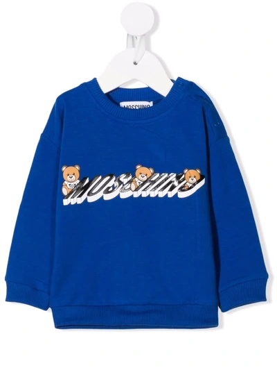 Shop Moschino Logo-print Cotton Sweatshirt In Blue