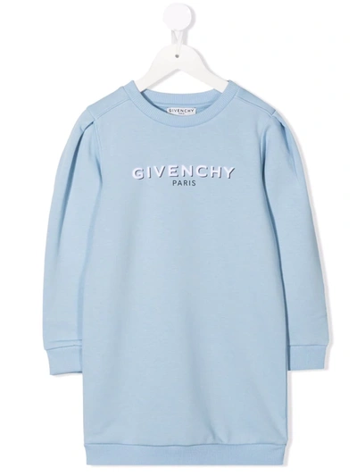 Shop Givenchy Logo-print Sweatshirt Dress In Blue