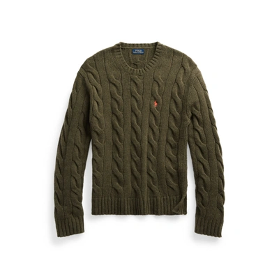 Shop Ralph Lauren Cable-knit Crewneck Sweater In Loden Heather