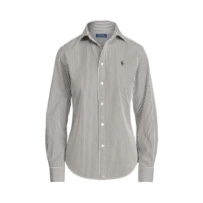 Shop Ralph Lauren Classic Fit Striped Cotton Shirt In Dark Loden/white