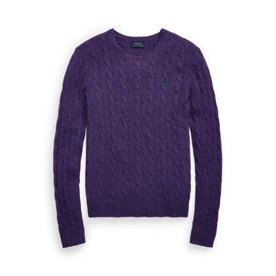 Shop Ralph Lauren Cable-knit Cashmere Sweater In Valley Purple Heather