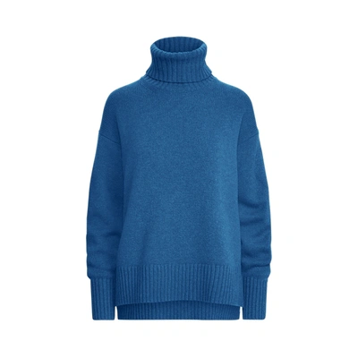 Shop Ralph Lauren Wool-blend Turtleneck Sweater In Royal Heather