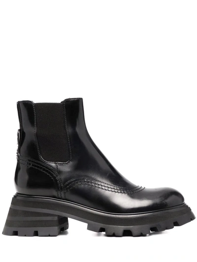 Shop Alexander Mcqueen Black Ankle Boots In Nero