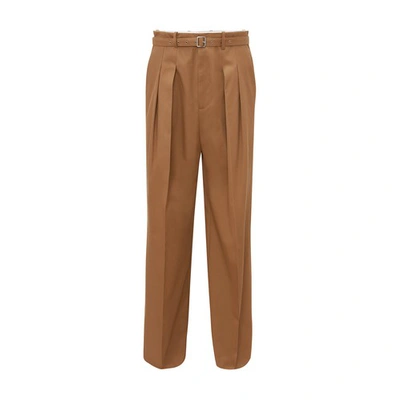 Shop Jw Anderson Front Pleat Wide Leg Trousers In Tobacco