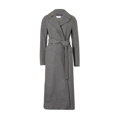 Shop Harris Wharf London Pressed Wool Long Coat In Grey Mouline