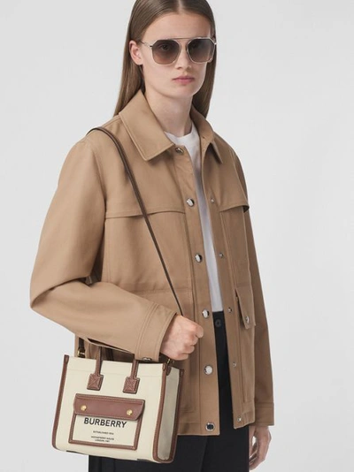 Shop Burberry Mini Freya Tote In Natural/tan