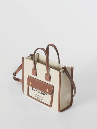 Shop Burberry Mini Freya Tote In Natural/tan