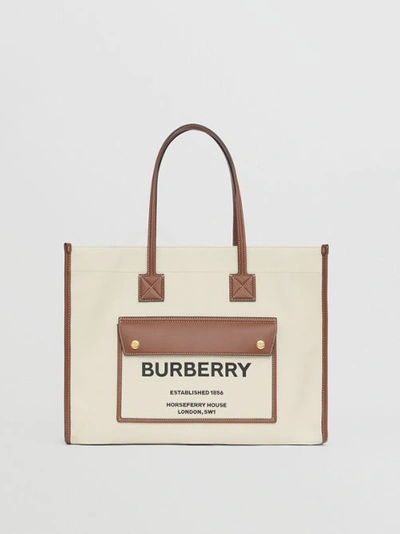 Burberry Small Freya Tote Bag Female Naturalfemale In Natural/tan