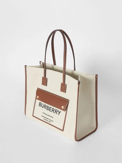 Shop Burberry Medium Freya Tote In Natural/tan