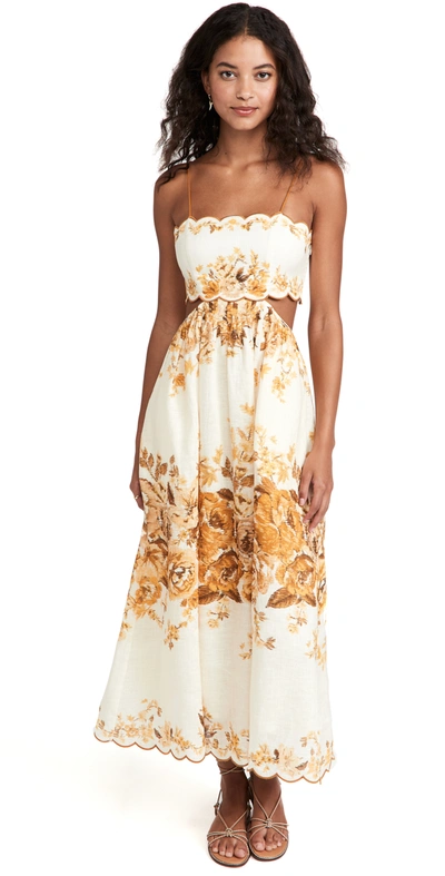 Shop Zimmermann Aliane Scallop Midi Dress