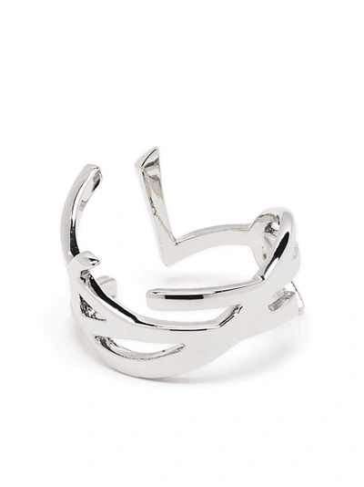 Shop Saint Laurent Ysl Logo Ring In Silber