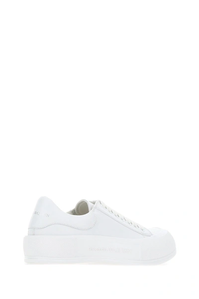 Shop Alexander Mcqueen White Leather Sneakers  White  Uomo 40