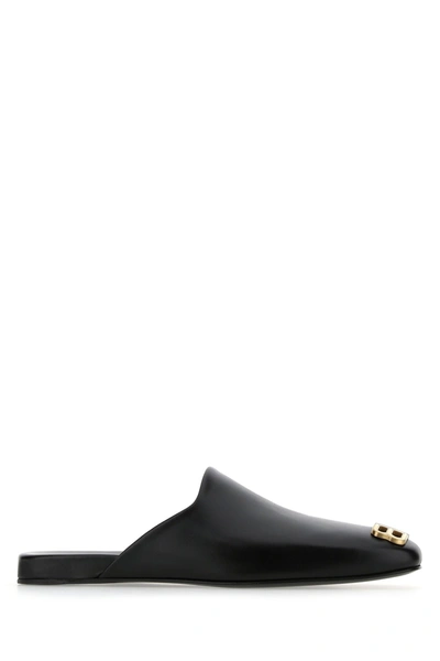 Shop Balenciaga Black Leather Slippers  Black  Uomo 39