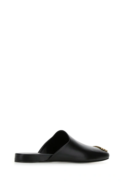 Shop Balenciaga Black Leather Slippers  Black  Uomo 39
