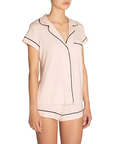 Eberjey Gisele Short Pj Set In Sorbet Pink/black In Light Pink