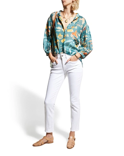 Lafayette 148 L148 Denim Reeve Straight Jean In Washed Plaster