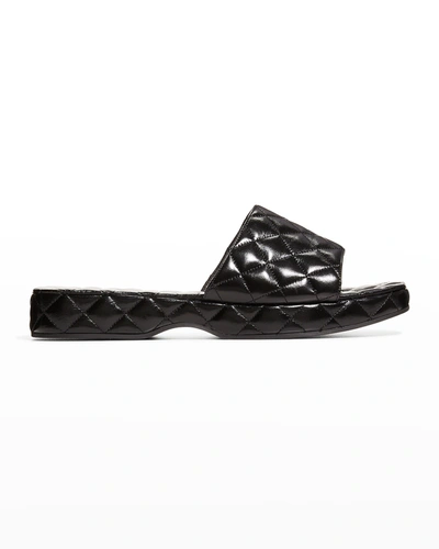 Shop By Far Lilo Quilted Leather Slide Sandals In Black