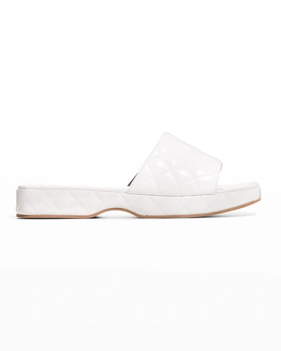 Shop By Far Lilo Quilted Leather Slide Sandals In White