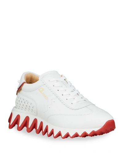 Shop Christian Louboutin Loubishark Donna Red Sole Runner Sneakers In Bianco