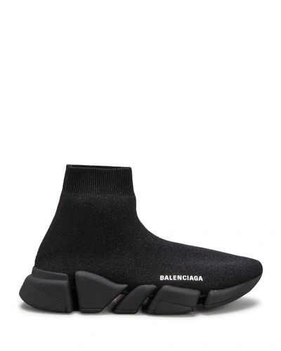 Shop Balenciaga Speed 2.0 Lurex Sock Sneakers In Black
