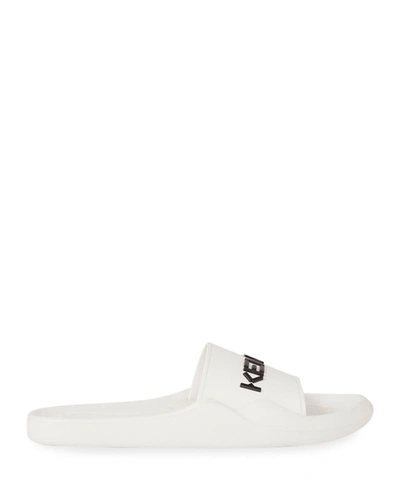 Shop Kenzo Men's Logo-embossed Pool Slide Sandals In White