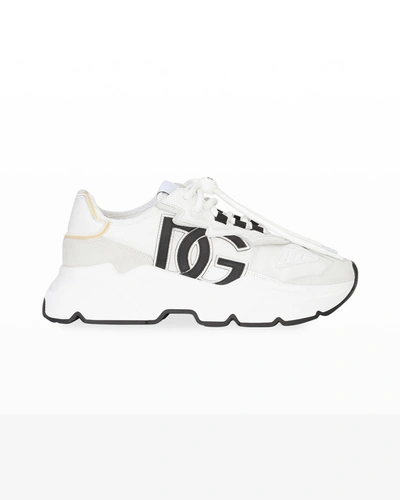 Shop Dolce & Gabbana Daymaster Mixed Leather Runner Sneakers In Bianco