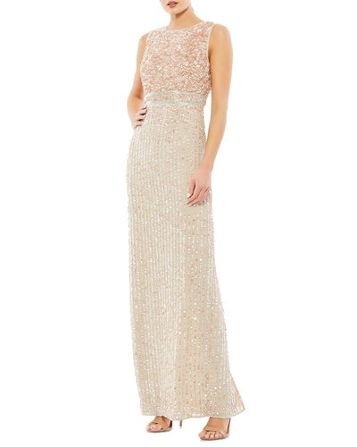 Shop Mac Duggal Sequin Sleeveless Column Gown In Olive