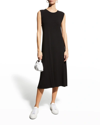 Shop Eileen Fisher Petite Sleeveless Jersey Crewneck Dress In Black