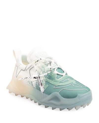 Shop Off-white Men's Odsy 1000 Ombre Sculpted-sole Sneakers In Cream / Green