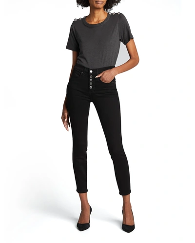 Shop Veronica Beard Debbie High-rise Skinny Jeans In Onyx