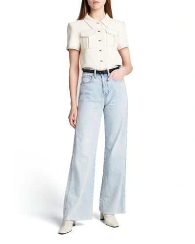 Veronica Beard Jeans Taylor High-rise Wide-leg Jeans In Pale Stone