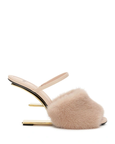 Shop Fendi Mink Architectural-heel Slide Sandals In Promise Rosa