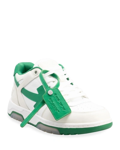 Shop Off-white Men's Out Of Office Arrow Skate Sneakers In White / Green