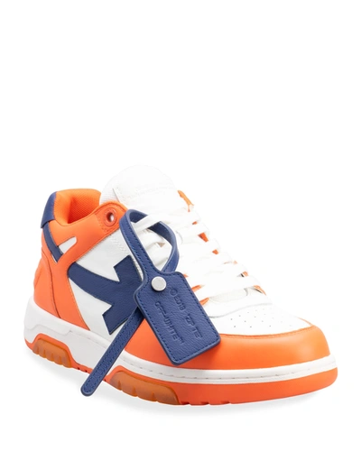 Shop Off-white Men's Out Of Office Arrow Low-top Sneakers In Orange / Blue