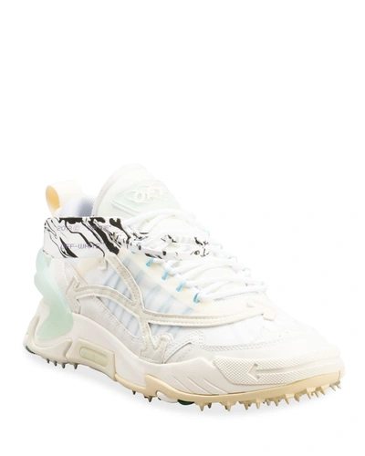 Shop Off-white Men's Odsy 2000 Arrow Mesh Chunky Sneakers In White / Light Blu