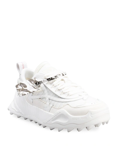 Shop Off-white Men's Odsy 1000 Tonal Mesh Chunky Sneakers In White