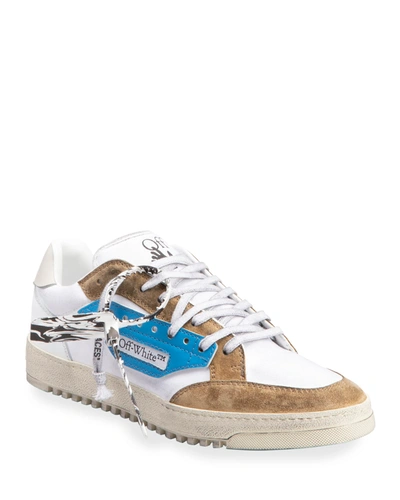 Shop Off-white Men's Colorblock Mix-media Low-top Sneakers In White / Blue